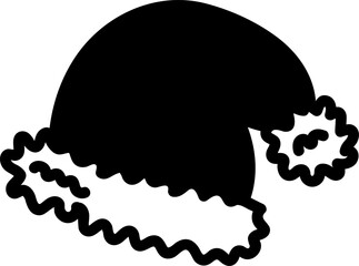 christmas winter hat in black and white doodle style, vector, isolated on white