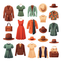 different clothes isolated on white flat illustration