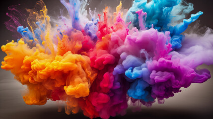 Explosion of Colors: Dynamic and Abstract Ink Clouds in Water – A Vivid Display of Swirling Hues...