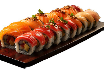 Different Flavors of Sushi Isolated on a Transparent Background