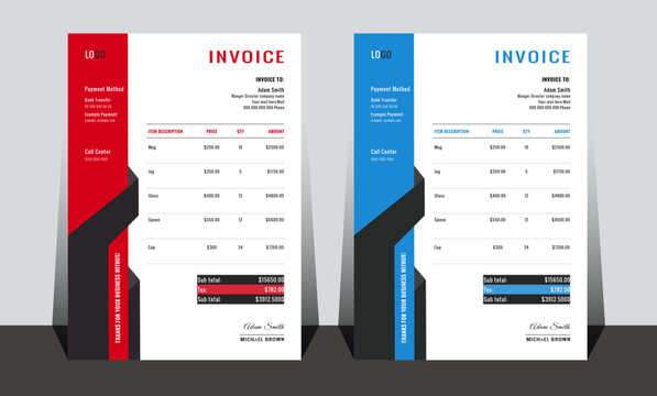 New Minimal Invoice Layout.Invoice minimal design template. Bill form business invoice accounting.