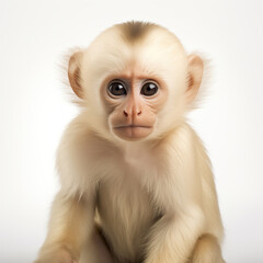 Cute capuchin monkey, isolated on white background