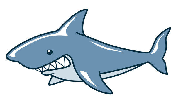 Shark, color cartoon illustration on a white background, vector