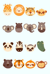 Vector Animal Head Icons, for Book Children