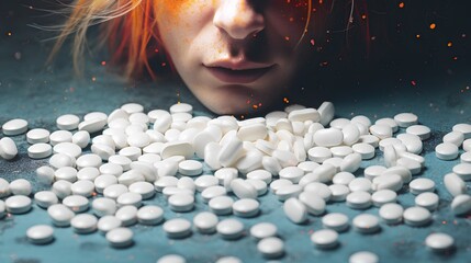 A stark visual representation of the growing epidemic of prescription drug addiction, highlighting the abuse of opioids, painkillers and various pills that has led to a widespread public health crisis