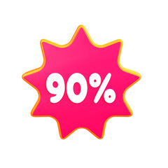 3D Rendered Discount 90% Isolated on The Transparant Background