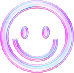 Y2k 3D smiley face decorative bright hologram