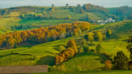 Foliage d'autunno nelle valli della Lessinia. Velo Veronese. Verona, Italia