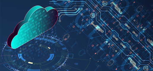 Cloud computing concept.Abstract connection technology background. Hand drawn vector.