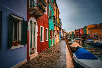 Colorful houses in Burano island, Venice, ITALY