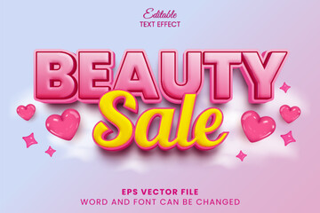 Beauty sale promotion text style. Beauty promotion editable text effect - obrazy, fototapety, plakaty