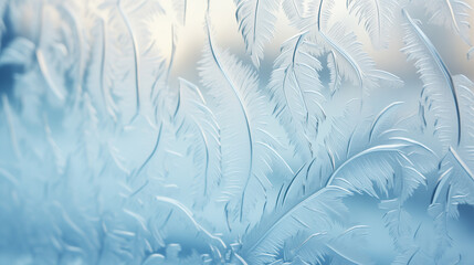 Close-up of frost patterns on winter window