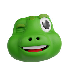 3D Illustration of Winking Turtle Animal Emoji