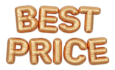 Golden balloon 3d text. Typography. 3D illustration. Best Price.