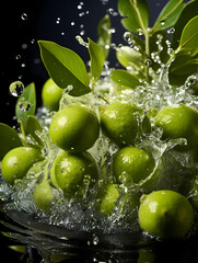 Olive commercial photography with water splash photography effect, fruit commercial photography