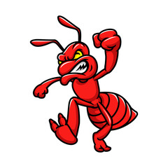 angry red ant cartoon vector illustration, Design element for logo, poster, card, banner, emblem, t shirt. Vector illustration