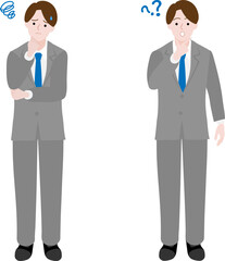 疑問を感じるビジネスマンのイラストセット