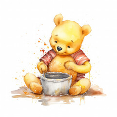 The Pooh eating honey Illustration, Generative Ai