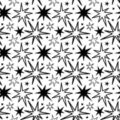 vector seamless pattern of black and white stars. print for fabric, wrapping paper or design.