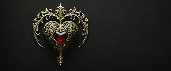 Gothic heart dark fantasy valentine - obrazy, fototapety, plakaty