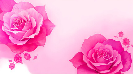 This watercolor painting features pink rose on a solid pink background. raspberry rose tone