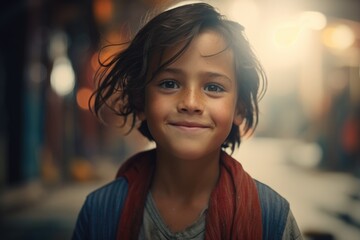 A young girl wearing a scarf on her head. This image can be used for fashion, winter, or portrait-related projects