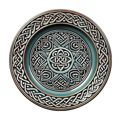 Celtic Knot Plate Isolated on Transparent or White Background, PNG - obrazy, fototapety, plakaty