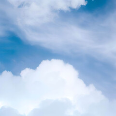 Soft and fluffy white clouds on a blue sky background Natural and calming Ideal for creating a serene and peaceful atmosphere in designs