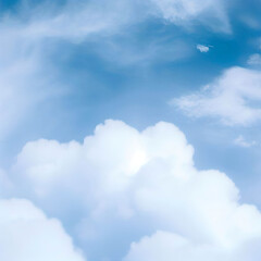 Soft and fluffy white clouds on a blue sky background Natural and calming Ideal for creating a serene and peaceful atmosphere in designs