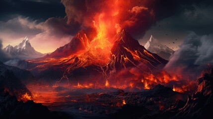 Obraz premium Volcano erupts