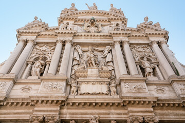 Baroque facade of Santa Maria Zobenigo or St. Mary of the Lily in Venice