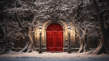 Elegant Red Door created with Generative AI technology