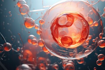 Human Or Embryonic Stem Cell Background Illustration. Сoncept Nature-Inspired Stem Cell Art, Cellular Regeneration, Biology And Medicine, Science And Innovation, Stem Cell Research Breakthroughs