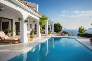 Mediterranean White House With Pool And Sea View