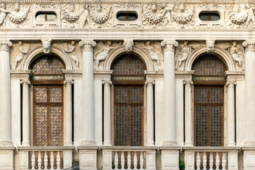 Renaissance facade of Marciana Library of Saint Mark in Venice