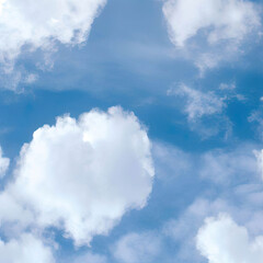 Obraz premium Soft and fluffy white clouds on a blue sky background Natural and calming Ideal for creating a serene and peaceful atmosphere in designs