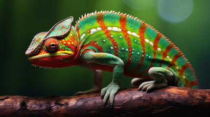 Obraz premium Colorful chameleon. Generative AI.