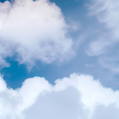Obraz premium Soft and fluffy white clouds on a blue sky background Natural and calming Ideal for creating a serene and peaceful atmosphere in designs
