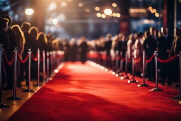 Red Carpet Rolled Out At Movie Premiere With Paparazzi - obrazy, fototapety, plakaty