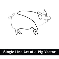 Single Line Art of a Pig Vector Creative Concept: Playful Simplicity in One Continuous Stroke 