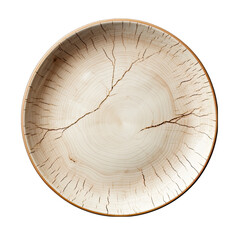 Birch Wood Plate Isolated on Transparent or White Background, PNG