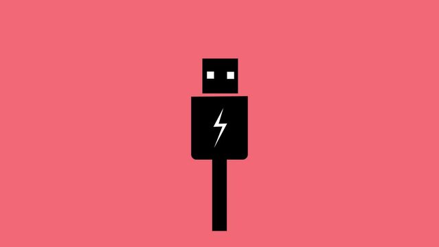 USB charging plug icon, plug cable animation background. k1_573