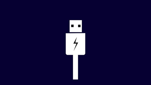 USB charging plug icon, plug cable animation background. k1_578
