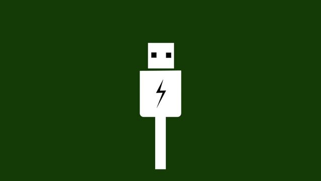 USB charging plug icon, plug cable animation background. k1_579