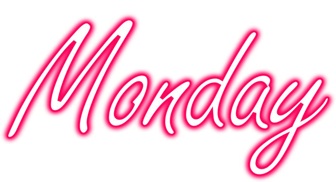 Red color neon monday