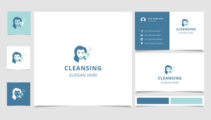 Cleansing logo design with editable slogan. Branding book and business card template.