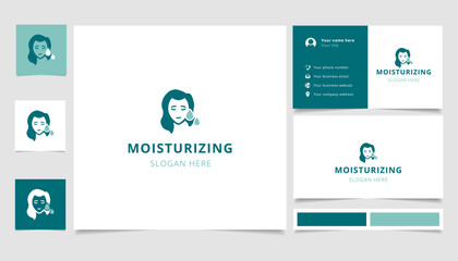Moisturizing logo design with editable slogan. Branding book and business card template.