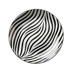 Striped Plate from Top View Isolated on Transparent or White Background, PNG