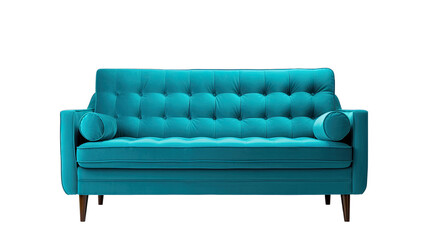 Teal Convertible Couch Isolated on Transparent or White Background, PNG