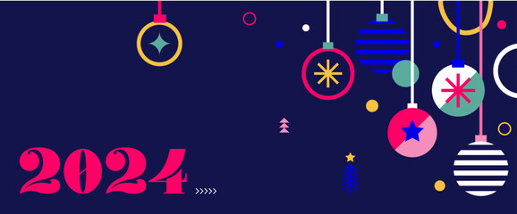 Happy New Year, poster, banner and card design. Vector illustration. 2024 celebration